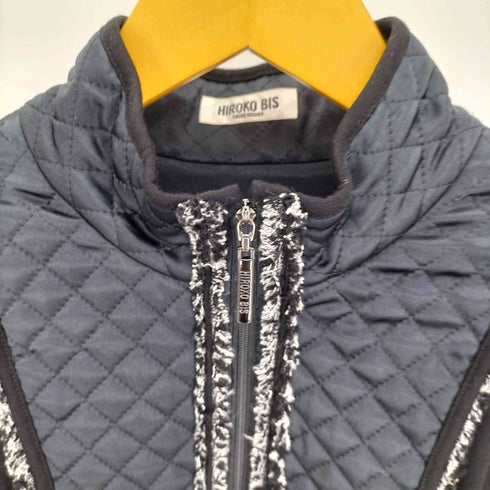 ヒロコビス HIROKO BIS シルク混 ジップアップ キルティング S/S ジャケット レディース JPN:9号