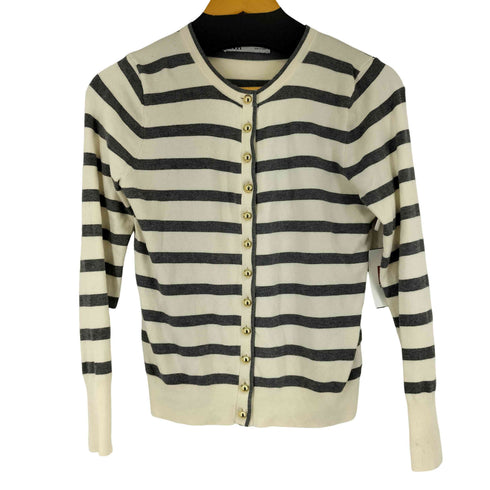 ザラ ZARA DZIANINOWY KARDIGAN ボーダーニットカーディガン レディース import:M