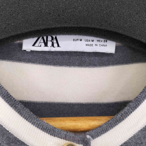 ザラ ZARA DZIANINOWY KARDIGAN ボーダーニットカーディガン レディース import:M