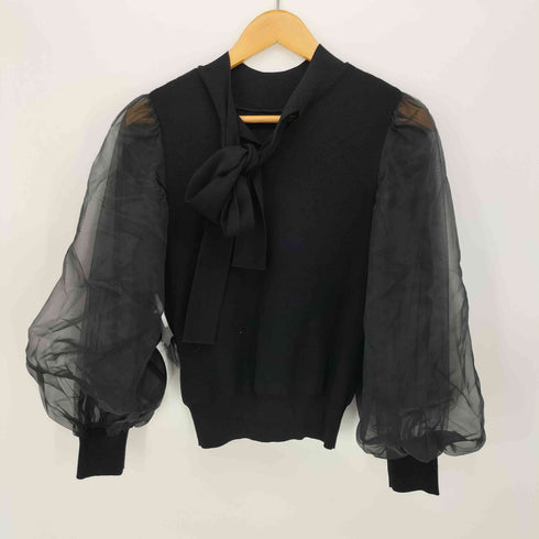 フレイアイディー FRAY I.D 24SS シアー スリーブ ボウタイ ニット レディース ONE SIZE