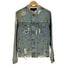 ザラ ZARA ウォッシュド マリファナ プリント パッチ ダメージ デニムジャケット メンズ import:M