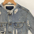 ザラ ZARA ウォッシュド マリファナ プリント パッチ ダメージ デニムジャケット メンズ import:M