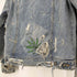 ザラ ZARA ウォッシュド マリファナ プリント パッチ ダメージ デニムジャケット メンズ import:M