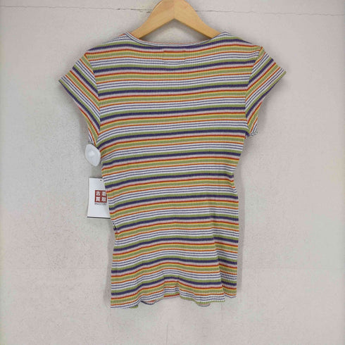ステューシー Stussy ロゴ刺繍マルチカラーボーダートップス レディース JPN:M