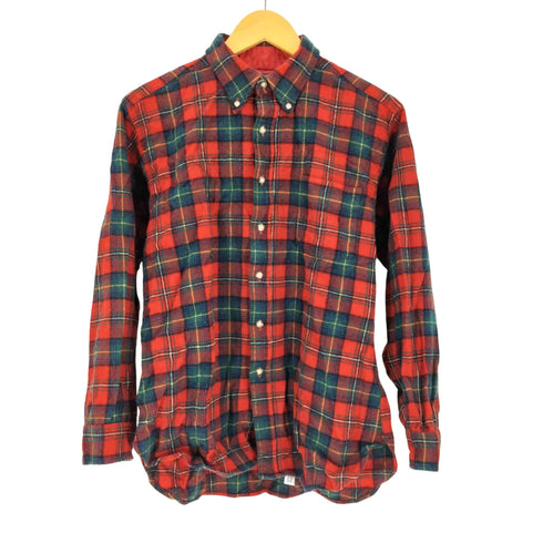 ペンドルトン PENDLETON 70S USA製 PURE VIRGIN WOOL タータンチェック ウール B.D シャツ メンズ import:L