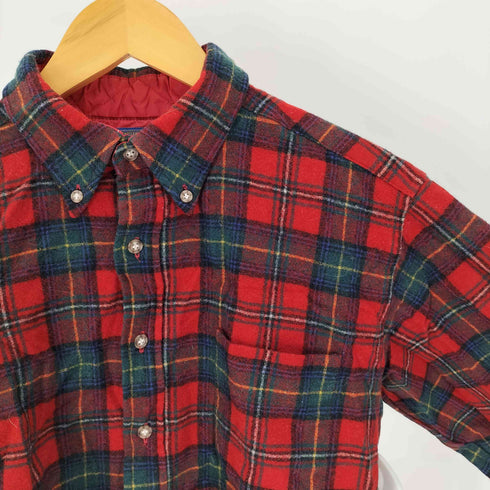ペンドルトン PENDLETON 70S USA製 PURE VIRGIN WOOL タータンチェック ウール B.D シャツ メンズ import:L