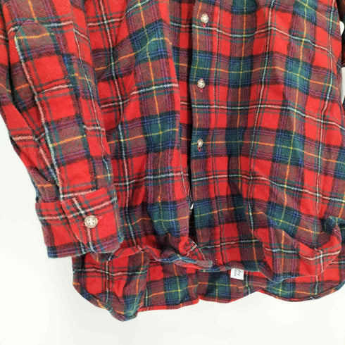 ペンドルトン PENDLETON 70S USA製 PURE VIRGIN WOOL タータンチェック ウール B.D シャツ メンズ import:L