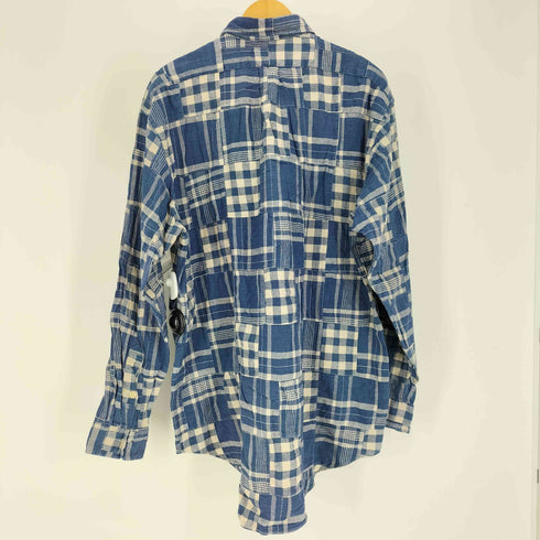 ポロバイラルフローレン Polo by RALPH LAUREN 90S WHITFIELD コットンリネン フラップポケット パッチワーク チェック L/S シャツ メンズ import:M