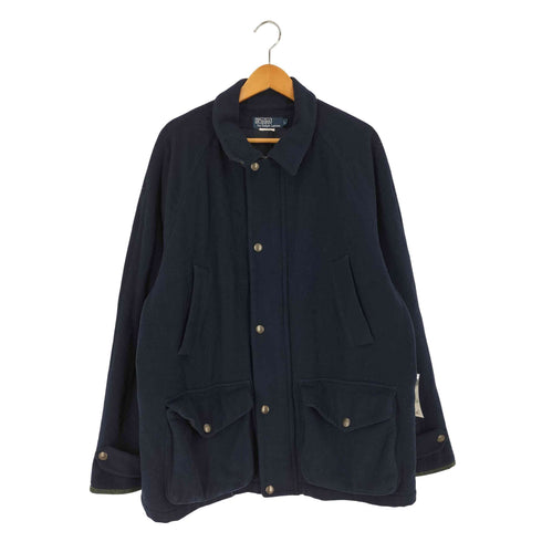 ポロバイラルフローレン Polo by RALPH LAUREN 襟裏レザー 国旗マジックロゴ ハンドウォーマー ウールジャケット メンズ import:L
