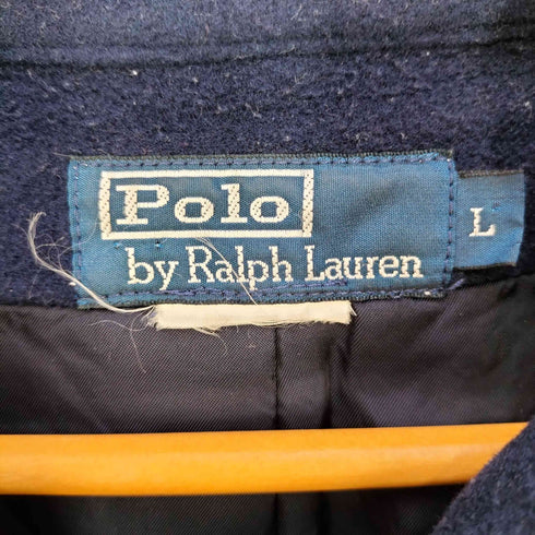 ポロバイラルフローレン Polo by RALPH LAUREN 襟裏レザー 国旗マジックロゴ ハンドウォーマー ウールジャケット メンズ import:L