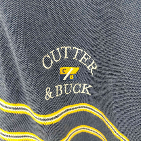 カッターアンドバック CUTTER&BUCK ロゴ刺繍 ボーダーS/Sポロシャツ メンズ JPN:L