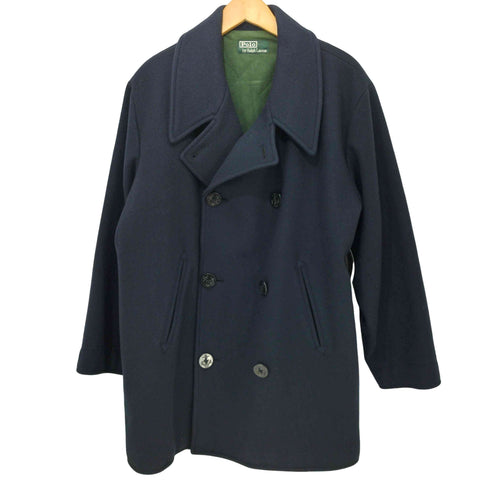 ポロバイラルフローレン Polo by RALPH LAUREN 80-90S ウール100% ピーコート 緑タグ ネイビー グリーン バイカラー オーバーサイズ メンズ