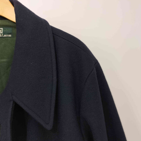 ポロバイラルフローレン Polo by RALPH LAUREN 80-90S ウール100% ピーコート 緑タグ ネイビー グリーン バイカラー オーバーサイズ メンズ