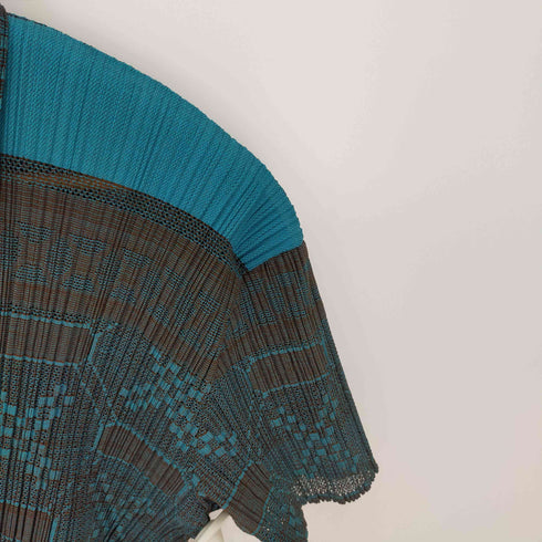プリーツプリーズイッセイミヤケ PLEATS PLEASE ISSEY MIYAKE 総柄 S/Sプリーツニットシャツ シースルー 透け レディース JPN:4