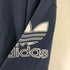 アディダス adidas 白タグ トレフォイルロゴ 袖フロッキープリント スウェット地 長袖ポロシャツ ナス紺 メンズ import:L