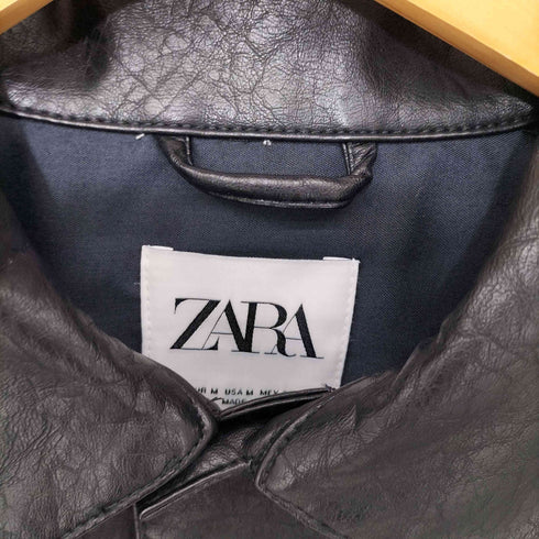 ザラ ZARA フェイクレザー ショート丈トラッカージャケット レディース M