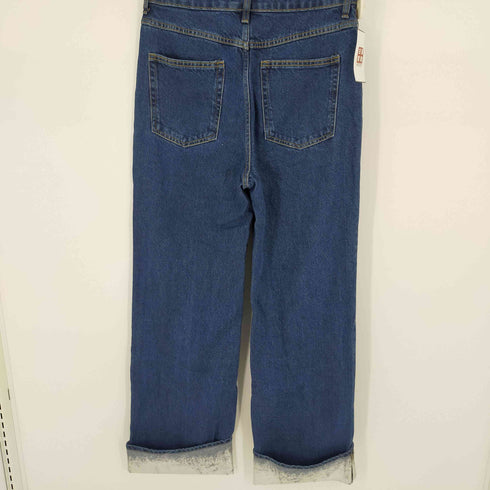 ストレートワイドデニムパンツ シルバー加工 レディース EUR:40-42