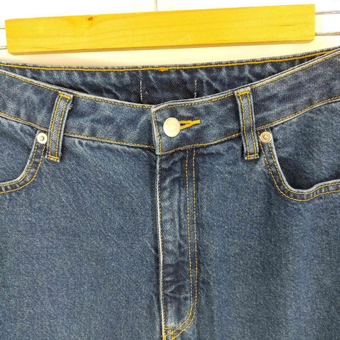 ストレートワイドデニムパンツ シルバー加工 レディース EUR:40-42