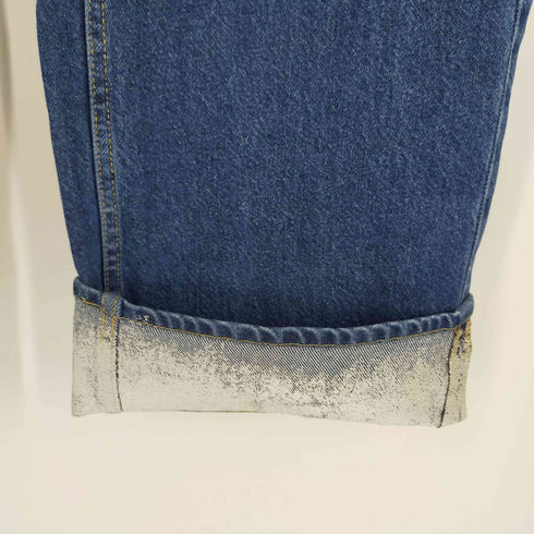 ストレートワイドデニムパンツ シルバー加工 レディース EUR:40-42