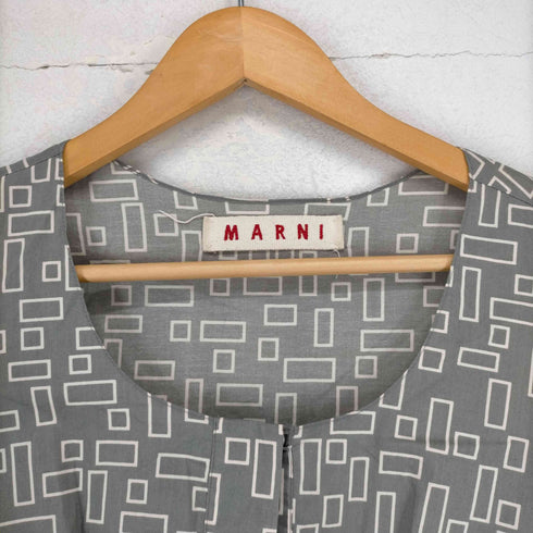 マルニ MARNI コットン混 リネン 総柄ワンピース レディース 36