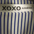 xoxo kisskiss ストライプフリルシャツ パフショルダー ジュエリーボタン レディース