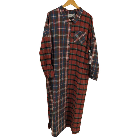 ノアール nOr チェック切替 ロングシャツワンピース レディース FREE