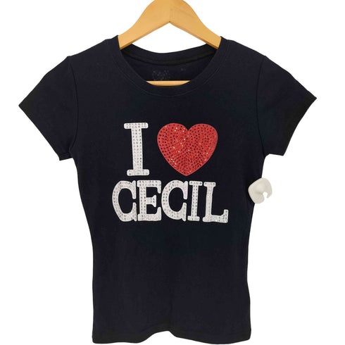 セシルマクビー CECIL McBEE Y2K ラインストーン I LOVE CECIL McBEE Tシャツ レディース M