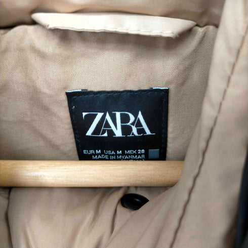 ザラ ZARA バイカラ― ショート 中綿ジャケット レディース import:M