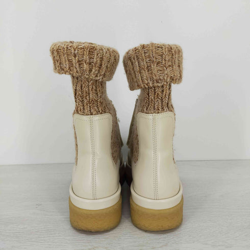 クロエ Chloe JAMIE ANKLE BOOTS EGGSHELL クレープソール フラット ソックス ブーティー レディース EUR:36 36E