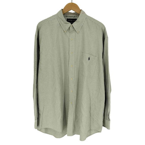 ラルフローレン RALPH LAUREN 90S BIG SHIRT ポニー刺繍 ストライプ B.D シャツ メンズ import:XL