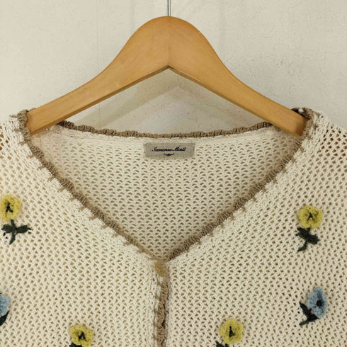 サマンサモスモス samansa Mos2 かぎ針編み花刺繍七分袖カーディガン レディース FREE