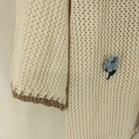 サマンサモスモス samansa Mos2 かぎ針編み花刺繍七分袖カーディガン レディース FREE