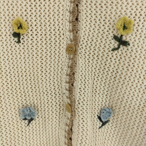 サマンサモスモス samansa Mos2 かぎ針編み花刺繍七分袖カーディガン レディース FREE