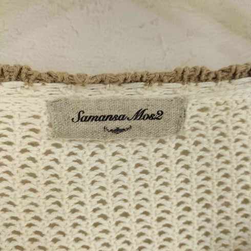 サマンサモスモス samansa Mos2 かぎ針編み花刺繍七分袖カーディガン レディース FREE