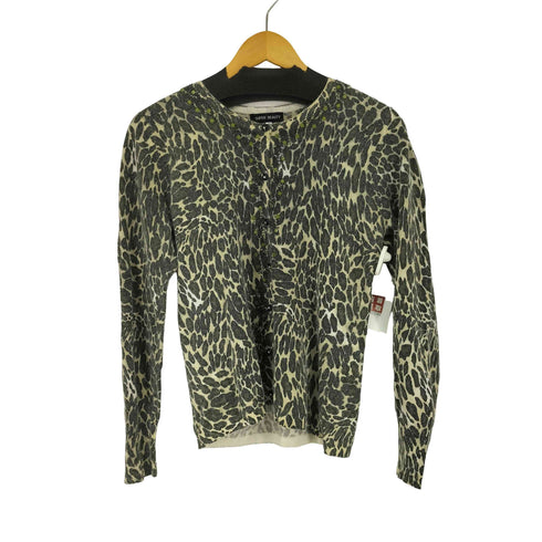 スーパービューティ super beauty ビジューデザインレオパード柄 L/S アンゴラ混カーディガン レディース JPN:40