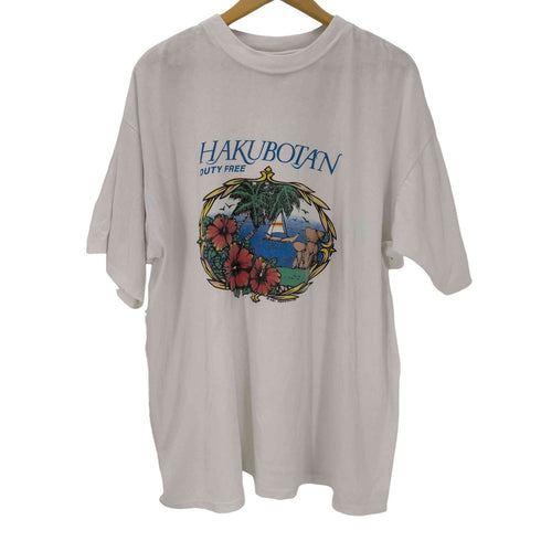 YORK 90S USA製 裾袖シングル ハワイアンプリント クルーネックTシャツ メンズ JPN:XL