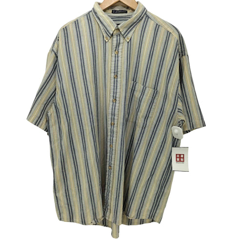 ヴァンヒューゼン VAN HEUSEN 90S エジプト製 ボタンダウン ストライプ柄 ショートスリーブシャツ メンズ import:L