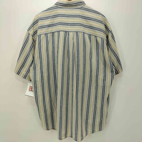 ヴァンヒューゼン VAN HEUSEN 90S エジプト製 ボタンダウン ストライプ柄 ショートスリーブシャツ メンズ import:L