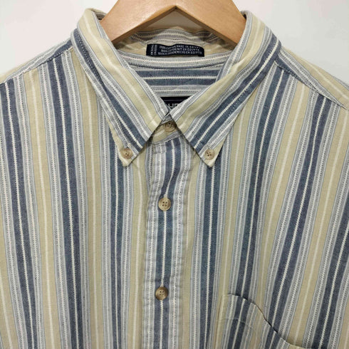 ヴァンヒューゼン VAN HEUSEN 90S エジプト製 ボタンダウン ストライプ柄 ショートスリーブシャツ メンズ import:L