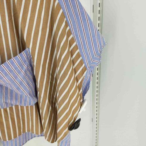 ジエダ Jieda 19SS STRIPE ASYMMETRY SHIRT 再構築半袖シャツ アシンメトリー メンズ JPN:1