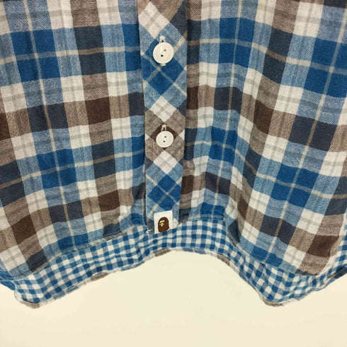 アベイシングエイプ A BATHING APE 00S ダブル フラップポケット チェック S/S シャツ ネコ目ボタン メンズ JPN:M
