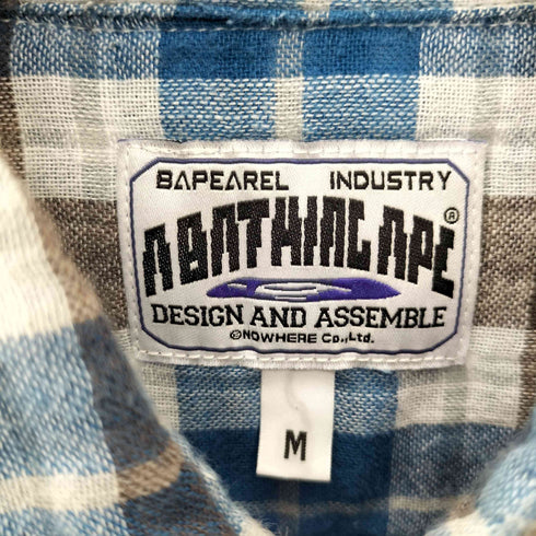 アベイシングエイプ A BATHING APE 00S ダブル フラップポケット チェック S/S シャツ ネコ目ボタン メンズ JPN:M
