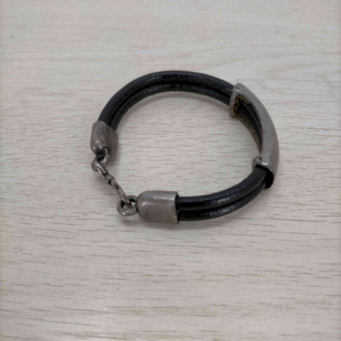 ジャンポールゴルチエ Jean Paul GAULTIER レザーシルバーブレスレット G刻印 メンズ