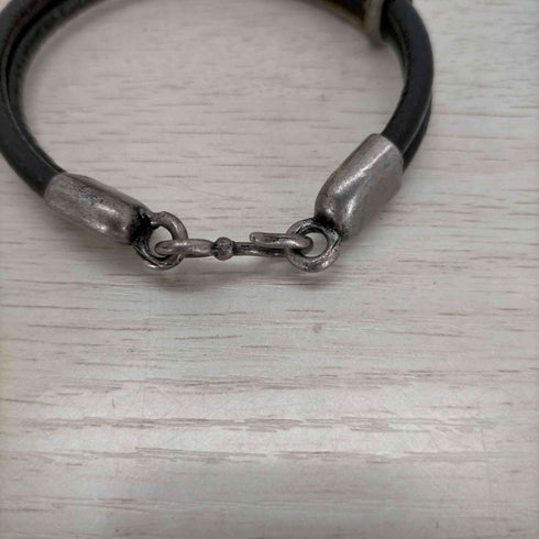 ジャンポールゴルチエ Jean Paul GAULTIER レザーシルバーブレスレット G刻印 メンズ