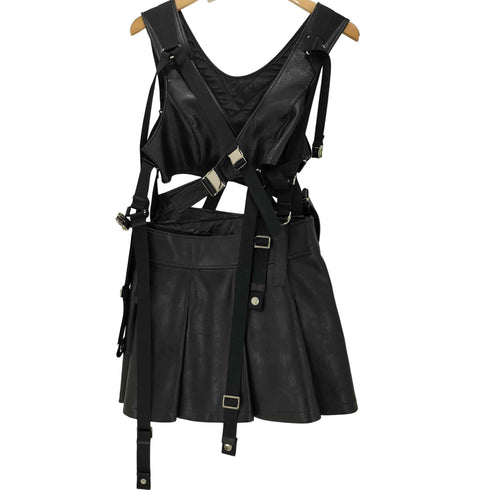 ジュンヤワタナベコムデギャルソン JUNYA WATANABE COMME des GARCONS 2021AW フェイクレザー ハーネス チュニック ワンピース レディース JPN:M