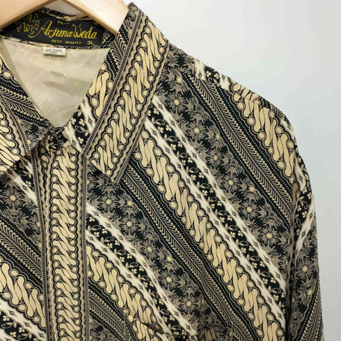 ArjunaWeda ロングスリーブバティックシャツ メンズ 3XL