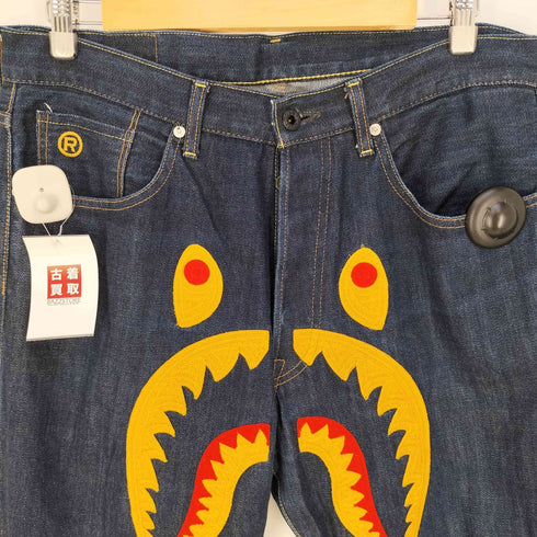 アベイシングエイプ BAPE by A BATHING APE CITY WGM SHARK DENIM PANT シャーク刺繍 デニムパンツ メンズ JPN:L