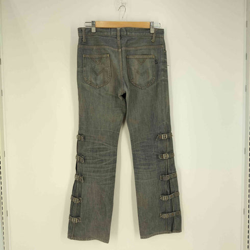 モルガンオム MORGAN HOMME サイドベルトデザイン ボタンフライ ベルボトムデニムパンツ メンズ JPN:M