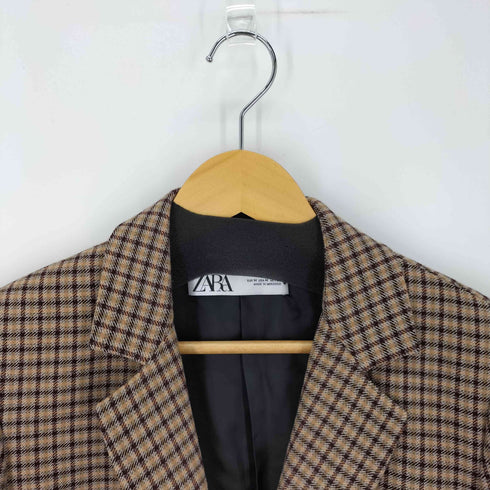 ザラ ZARA タータンチェックオーバーサイズテーラードジャケット レディース import:M