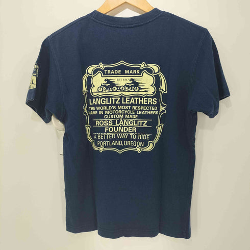 LANGLITZ LEATHERS ヘビーウェイトクルーネックロゴプリントTシャツ 両面プリント メンズ